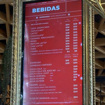 Esperanza - Chapultepec - Drink menu - Bakeries Near Me - México, D.F., DIF Esperanza - Chapultepec - Drink menu - Bakeries Near Me - México, D.F., DIF