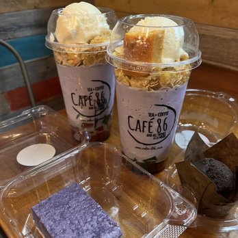 Cafe 86 - upside down halo halo, ube butter bar, & ube truffle - Desserts Near Me - Union City, California Cafe 86 - upside down halo halo, ube butter bar, & ube truffle - Desserts Near Me - Union City, California