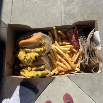 The Win-Dow Long Beach - 2 doubles & some fries - Burgers Near Me - Long Beach, California
