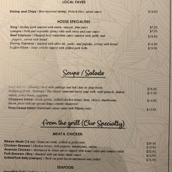 Avenida Restaurant - Menu side 2 Feb 2020 - Filipino Near Me - San Mateo, California Avenida Restaurant - Menu side 2 Feb 2020 - Filipino Near Me - San Mateo, California