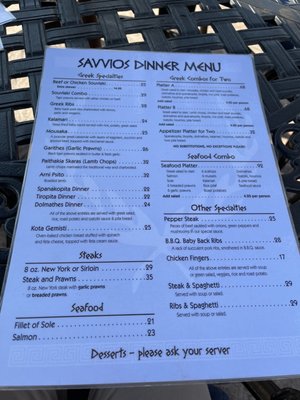 Menu photo 2 Savvios Family Restaurant Oliver, BC