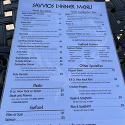 Savvios Family Restaurant - Menu 1