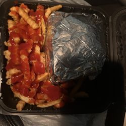 Viral fish sandwich and fries