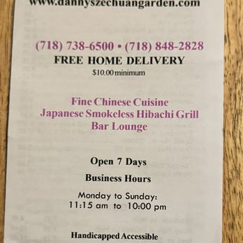 Danny's Szechuan Garden - Menu - Wine Bars Near Me - Howard Beach, New York
