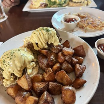 The Bridge - Brisket Benny with my friends Benny flight in the back and her hash - Sports Bars Near Me - Seattle, Washington