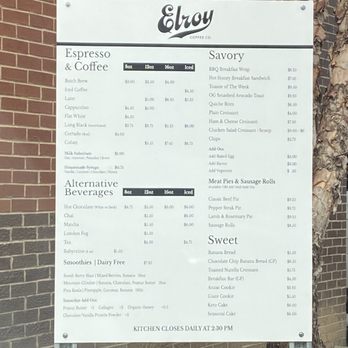 Elroy Coffee - Menu conveniently posted before the drive thru window. - Coffee & Tea Near Me - Franklin, Tennessee