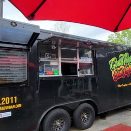 Outside of the food truck Outside of the food truck