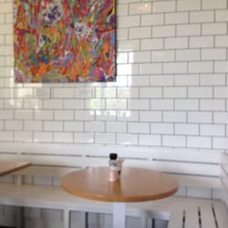 Jarmer's Kitchen - The tiled wall and bench seat in a corner