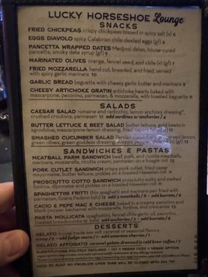 Menu photo 2 Lucky Horseshoe Lounge Portland, OR