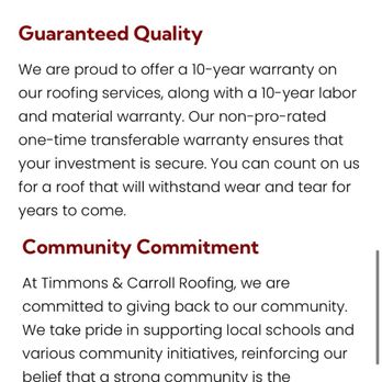 Timmons & Carroll Roofing - Publicly advertised warranty - Roofing Near Me - Crestview, Florida Timmons & Carroll Roofing - Publicly advertised warranty - Roofing Near Me - Crestview, Florida