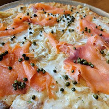 Freda's Fine Food & Drink - Smoked Salmon Pizza on GF crust. - Pizza Near Me - Moorpark, California Freda's Fine Food & Drink - Smoked Salmon Pizza on GF crust. - Pizza Near Me - Moorpark, California