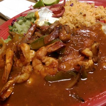 Cañadas Grill - Shrimp ala diabla with rice beans and warm flour tortillas. - Mexican Near Me - Long Beach, California