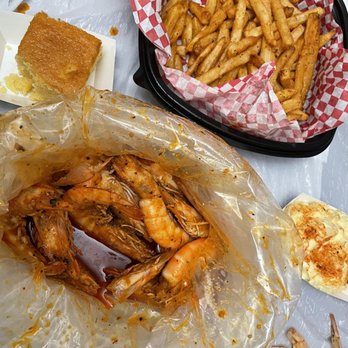 Angry Crab Shack - Corn bread, Potato Salad, trifecta shrimp and fries - Cajun/Creole Near Me - Yuma, Arizona Angry Crab Shack - Corn bread, Potato Salad, trifecta shrimp and fries - Cajun/Creole Near Me - Yuma, Arizona