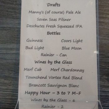 Manny's Place - Drink menu and happy hour info - Burgers Near Me - Tacoma, Washington Manny's Place - Drink menu and happy hour info - Burgers Near Me - Tacoma, Washington
