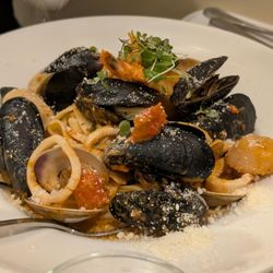 Siena Italian Creative Cuisine - Tagliatelle Fruit di Mare. Very good. Pasta al dente. A veneer of sauce that tastes of the sea.