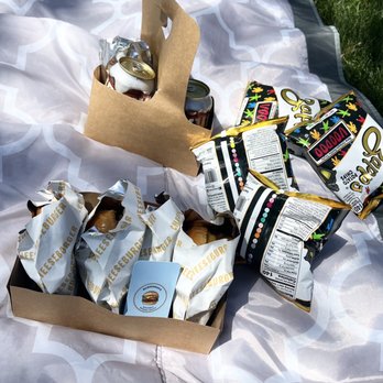 Brennan's Gourmet Burger Shack - a picnic blanket and a box of chips - Burgers Near Me - Chicago, Illinois