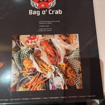 Bag O' Crab - Front of menu - Cajun/Creole Near Me - Fullerton, California Bag O' Crab - Front of menu - Cajun/Creole Near Me - Fullerton, California
