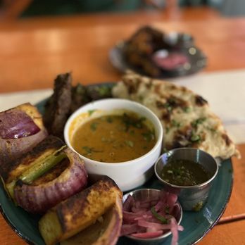 Wah Jee Wah - Skewer Combo Plate (grilled paneer and lamp chop with curry sauce, rice and naan) - Barbeque Near Me - Hayward, California Wah Jee Wah - Skewer Combo Plate (grilled paneer and lamp chop with curry sauce, rice and naan) - Barbeque Near Me - Hayward, California
