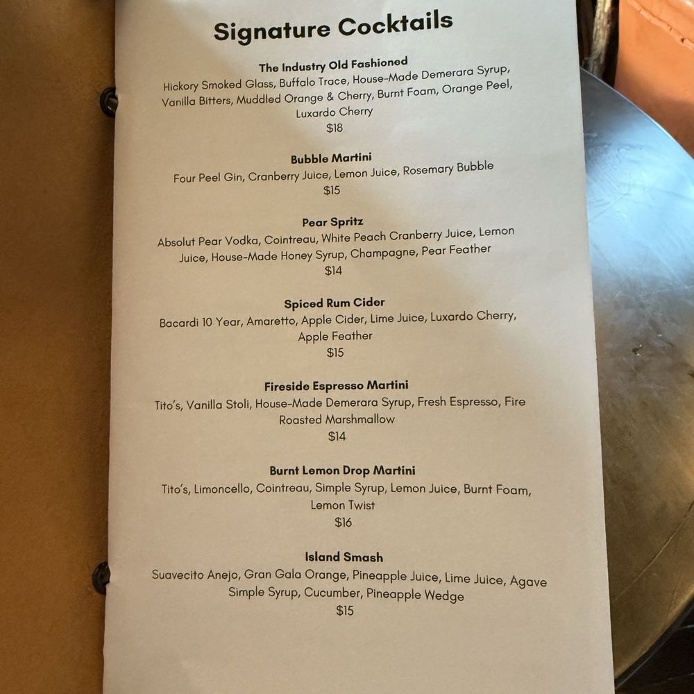 The Industry - Cocktail menu - Cocktail Bars Near Me - Akron, Ohio
