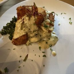Crusted chicken with mashed potatoes and sautéed vegetable Crusted chicken with mashed potatoes and sautéed vegetable