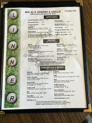 Menu photo 1 Big Al's Green's and Grille Newport, MI Menu photo 1 Big Al's Green's and Grille Newport, MI