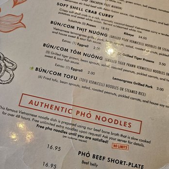 OMELI Kitchen - Part of menu...gah i should've taken full menu shots. But FREE PHO NOOD REFILLS! - Vietnamese Near Me - Fullerton, California