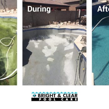 Bright And Clear Pool Care - Before and after from a recent green pool service 5/11/16 - Pool Cleaners Near Me - Glendale, Arizona