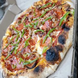 Red Oven Wood Fired Pizzas - 'Zza with Pepperoni, Sausage, Bacon, Onion, Green Pepper