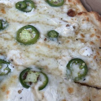 Halo Pizzeria - 1/2 18" FERNANDO WHITE PIE with jalapeños and hot honey - Pizza Near Me - Frisco, Texas