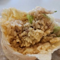 J&R Mexican Food - Beans and rice and lettuce in Veggie burrito