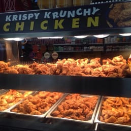 a display of fried chicken