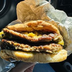 Ole-Jax-Drive-In - The Pancho. Double meat, double cheese with green chili. With a small drink it was $10.70. 11.22.2024