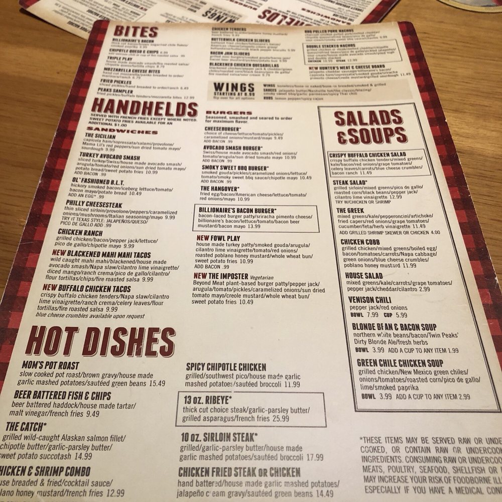 Twin Peaks - Dinner menu! - Sports Bars Near Me - Davie, Florida Twin Peaks - Dinner menu! - Sports Bars Near Me - Davie, Florida