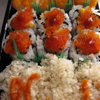 Wako Sushi Cafe - Bakudon roll on the bottom, the Spicy Scallop roll in the middle and the Beach Roll on top - Japanese Near Me - Winnipeg, Manitoba Wako Sushi Cafe - Bakudon roll on the bottom, the Spicy Scallop roll in the middle and the Beach Roll on top - Japanese Near Me - Winnipeg, Manitoba