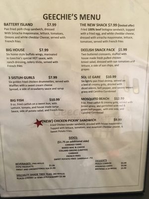 Menu photo 4 Geechie's Southern Style Restaurant Killeen, TX