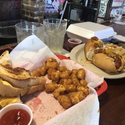 Grill cheese & chili cheese dog with tots! Grill cheese & chili cheese dog with tots!