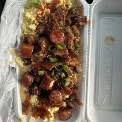 Satsuma Chevron Breakfast Gumbo & BBQ - THE breakfast gumbo!