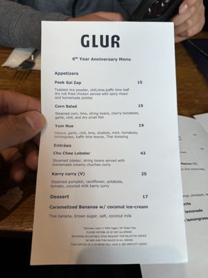 Menu photo 3 Glur New York, NY