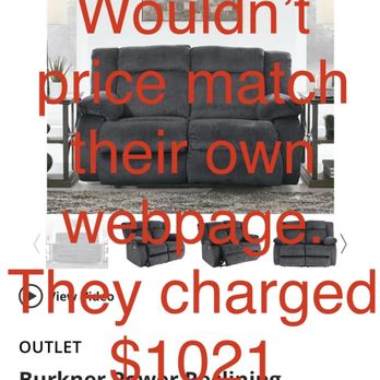Ashley Store - Price on THIER webpage that they wouldn't match - Furniture Stores Near Me - Gilroy, California
