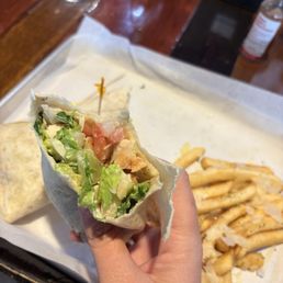 Chicken caesar wrap. Parmesan fries. Chicken caesar wrap. Parmesan fries.