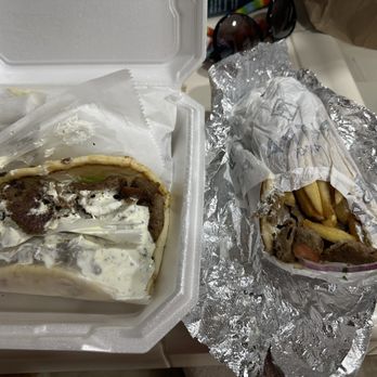 Petra Greek - Pitas are us gyro on the left, Petra's gyro on the right, with its stale french fries. Night and day difference. - Greek Near Me - Folsom, California Petra Greek - Pitas are us gyro on the left, Petra's gyro on the right, with its stale french fries. Night and day difference. - Greek Near Me - Folsom, California