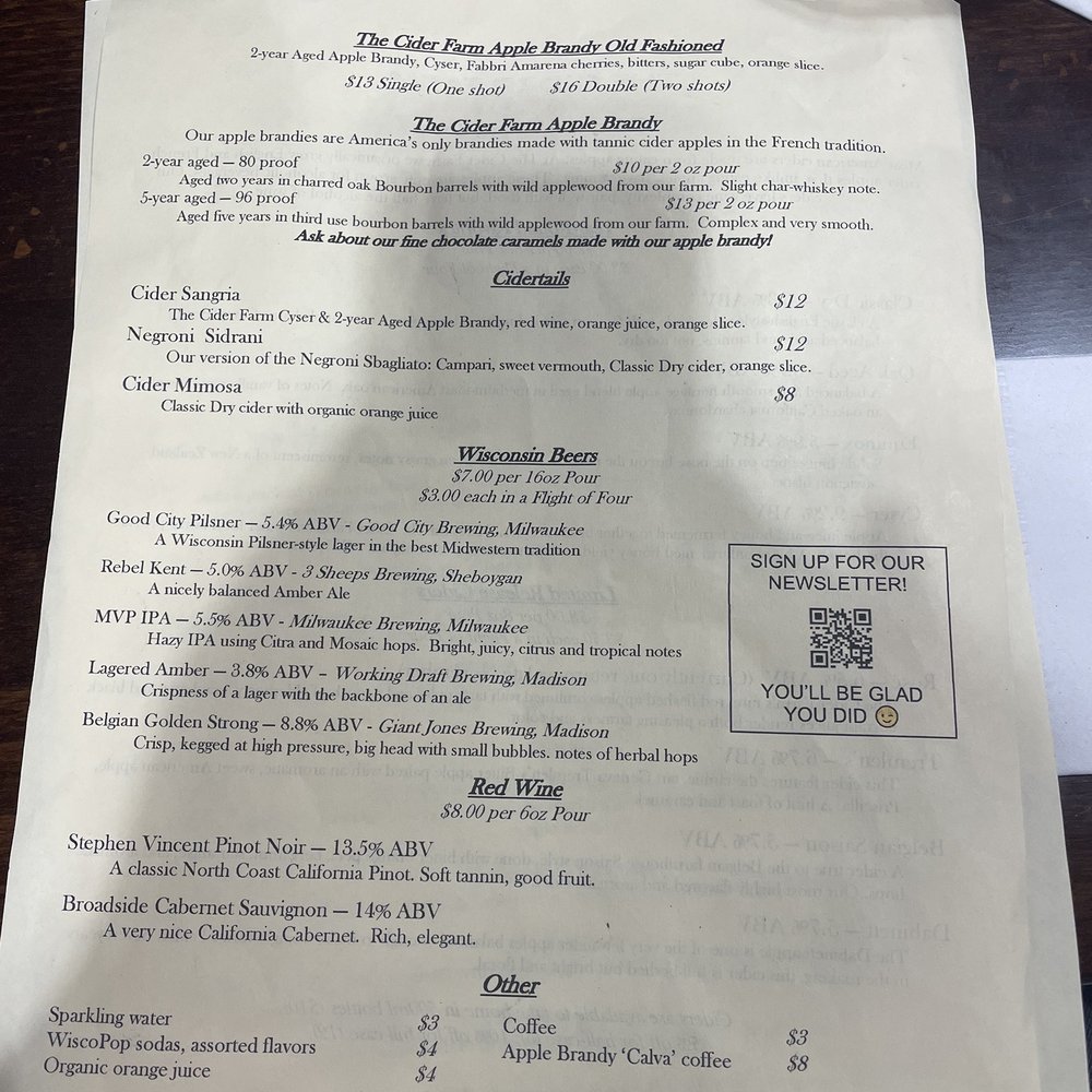 The Cider Farm - Drink menu back 10/2022 - Cideries Near Me - Madison, Wisconsin The Cider Farm - Drink menu back 10/2022 - Cideries Near Me - Madison, Wisconsin