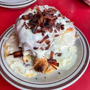 Denver Biscuit Co. - Broadway - Giant Biscuit Cinnamon Roll with Bacon - Breakfast & Brunch Near Me - Denver, Colorado Denver Biscuit Co. - Broadway - Giant Biscuit Cinnamon Roll with Bacon - Breakfast & Brunch Near Me - Denver, Colorado