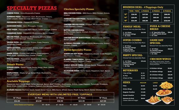 Menu photo 1 Pizza Parlor Peterborough, ON
