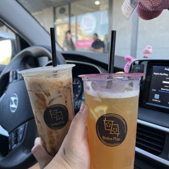 Boba Flip - Tiger Milk Tea & Lychee Green Tea - Bubble Tea Near Me - Brea, California