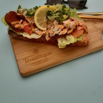 Toastique - Spicy Crab Toast with salmon added - Juice Bars & Smoothies Near Me - Austin, Texas