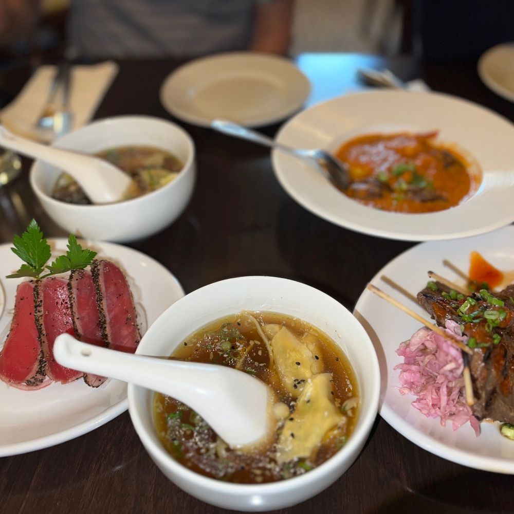 Mia Restaurant - Appetizers: seared tuna, crab wonton, beef skewers, shrimp with curry - Asian Fusion Near Me - Ithaca, New York