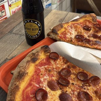 Joe & Sal's Pizza - 2 Pepperoni slices, & Boylan root beer soda - Pizza Near Me - Brooklyn, New York Joe & Sal's Pizza - 2 Pepperoni slices, & Boylan root beer soda - Pizza Near Me - Brooklyn, New York