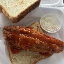 Sam's Crab House - Fried Fish Sandwhich - Flounder fried hard with hot sauce
