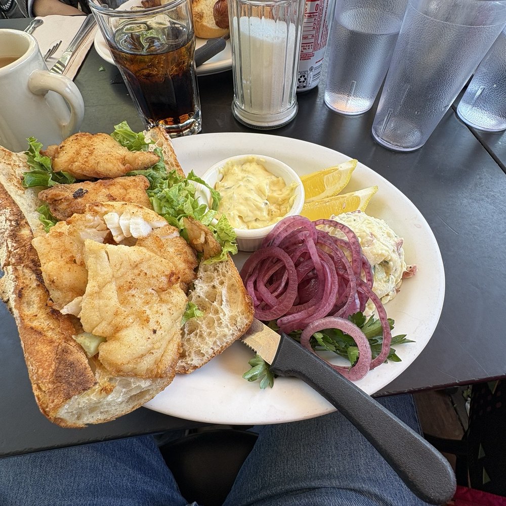 Oceanview Diner - Fish Sandwich with potato salad - Sandwiches Near Me - Berkeley, California Oceanview Diner - Fish Sandwich with potato salad - Sandwiches Near Me - Berkeley, California